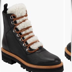 Marc Fisher black and shearling waterproof boots